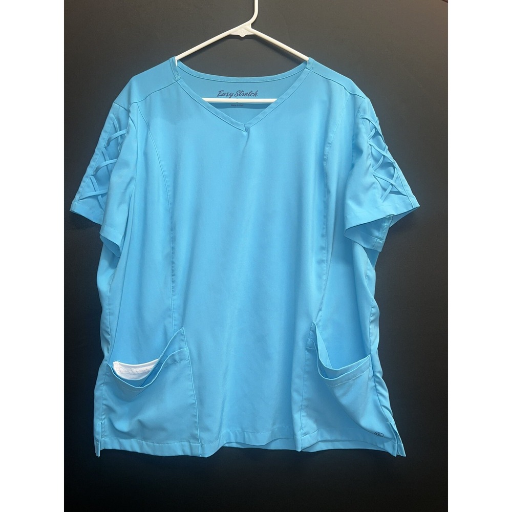 Easy stretch Top plus sz 2XL Blue Scrubs W/ Pocket's